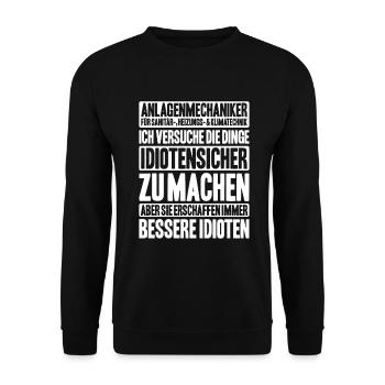 Anlagenmechaniker Klempner Plumber Sanitär Heizung - Unisex Pullover - Schwarz - Vorne - Alina (178cm) & Michal (187cm)