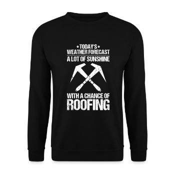 Dachdecker Dachdeckerei Dachdecken Roofer Roofing - Unisex Pullover - Schwarz - Vorne - Alina (178cm) & Michal (187cm)