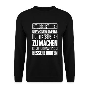 Baggerfahrer Baggerführer Heavy Equipment Operator - Unisex Pullover - Schwarz - Vorne - Alina (178cm) & Michal (187cm)