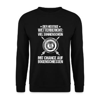 Bogenschütze Bogenschießen Bogen Archer Archery - Unisex Pullover - Schwarz - Vorne - Alina (178cm) & Michal (187cm)