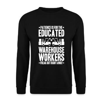 Fachkraft für Lagerlogistik Warehouse Worker Lager - Unisex Pullover - Schwarz - Vorne - Alina (178cm) & Michal (187cm)