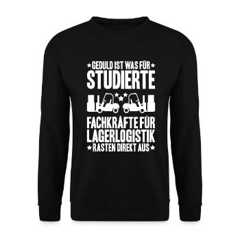 Fachkraft für Lagerlogistik Warehouse Worker Lager - Unisex Pullover - Schwarz - Vorne - Alina (178cm) & Michal (187cm)