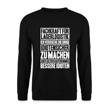 Fachkraft für Lagerlogistik Warehouse Worker Lager - Unisex Pullover - Schwarz - Vorne - Alina (178cm) & Michal (187cm)