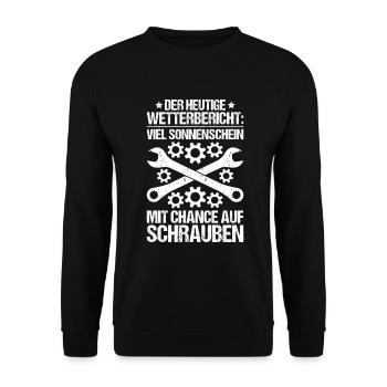 Mechaniker Mechanikerin Mechanik Mechanic - Unisex Pullover - Schwarz - Vorne - Alina (178cm) & Michal (187cm)