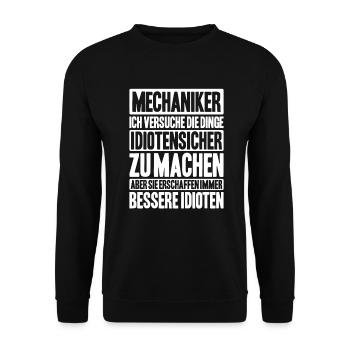 Mechaniker Mechanikerin Mechanik Mechanic - Unisex Pullover - Schwarz - Vorne - Alina (178cm) & Michal (187cm)