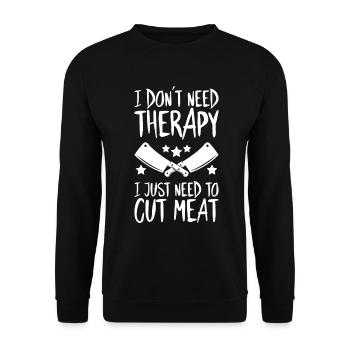 Fleischer Metzger Fleischerei Metzgerei Butcher - Unisex Pullover - Schwarz - Vorne - Alina (178cm) & Michal (187cm)