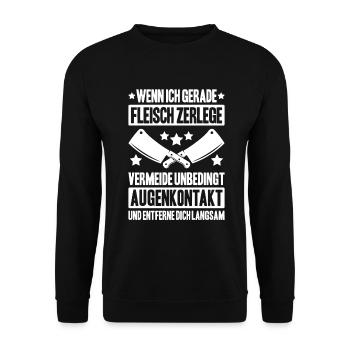 Fleischer Metzger Fleischerei Metzgerei Butcher - Unisex Pullover - Schwarz - Vorne - Alina (178cm) & Michal (187cm)