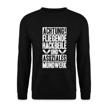 Fleischer Metzger Fleischerei Metzgerei Butcher - Unisex Pullover - Schwarz - Vorne - Alina (178cm) & Michal (187cm)