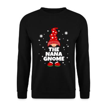 Lustige Nana Gnome Familie Pyjamas Passende Weihnachten - Unisex Pullover - Schwarz - Vorne - Alina (178cm) & Michal (187cm)