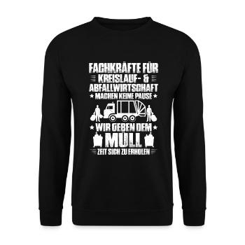 Fachkraft für Kreislauf- und Abfallwirtschaft - Unisex Pullover - Schwarz - Vorne - Alina (178cm) & Michal (187cm)