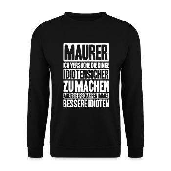 Maurer Maurermeister Mauerwerk Bricklayer Mason - Unisex Pullover - Schwarz - Vorne - Alina (178cm) & Michal (187cm)