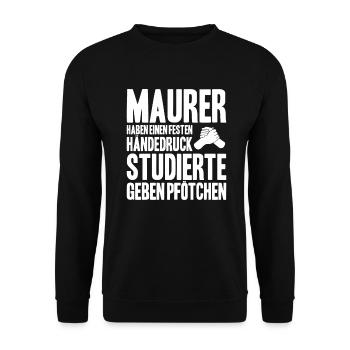 Maurer Maurermeister Mauerwerk Bricklayer Mason - Unisex Pullover - Schwarz - Vorne - Alina (178cm) & Michal (187cm)
