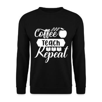 Coffee Teach Repeat - Funny coffee saying - Unisex Sweatshirt - black - Front - Alina (178cm) & Michal (187cm)