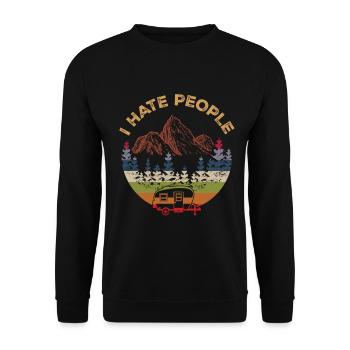 I Hate People - Funny Camping Saying - Unisex Sweatshirt - black - Front - Alina (178cm) & Michal (187cm)