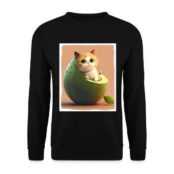 Katze Kätzchen Avocado Frucht Vegetarier Veganer - Unisex Pullover - Schwarz - Vorne - Alina (178cm) & Michal (187cm)