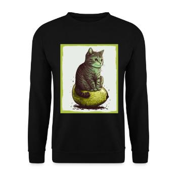 Katze Kätzchen Avocado Frucht Vegetarier Veganer - Unisex Pullover - Schwarz - Vorne - Alina (178cm) & Michal (187cm)