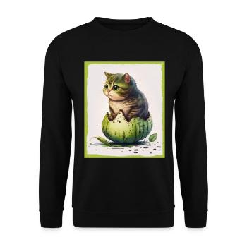 Katze Kätzchen Avocado Frucht Vegetarier Veganer - Unisex Pullover - Schwarz - Vorne - Alina (178cm) & Michal (187cm)