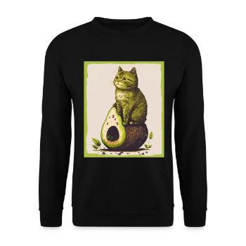 Katze Kätzchen Avocado Frucht Vegetarier Veganer - Unisex Pullover - Schwarz - Vorne - Alina (178cm) & Michal (187cm)