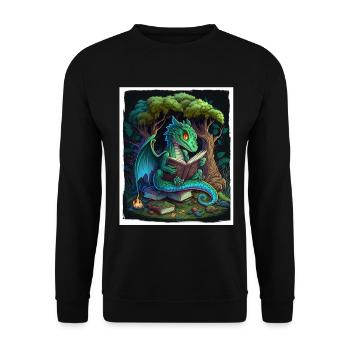 Read Books Book Dragon Fable Fantasy Saga - Unisex Sweatshirt - black - Front - Alina (178cm) & Michal (187cm)