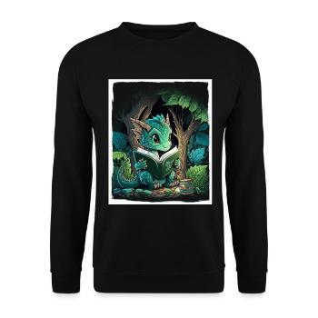 Bücher Buch Drach Fabel Fantasie Saga Lesen - Unisex Pullover - Schwarz - Vorne - Alina (178cm) & Michal (187cm)