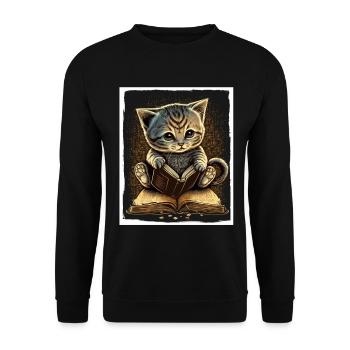 Bücher Buch Katze Fabel Fantasie Saga Lesen - Unisex Pullover - Schwarz - Vorne - Alina (178cm) & Michal (187cm)