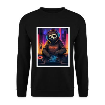 Sloth Morning Grouch DJ Music Retro Neon House - Sweat-shirt Unisexe - noir - Devant - Alina (178cm) & Michal (187cm)