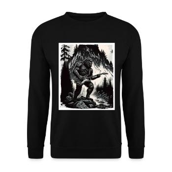 Big Foot Sasquatch Rock Guitare Musique Metal Grunge - Sweat-shirt Unisexe - noir - Devant - Alina (178cm) & Michal (187cm)