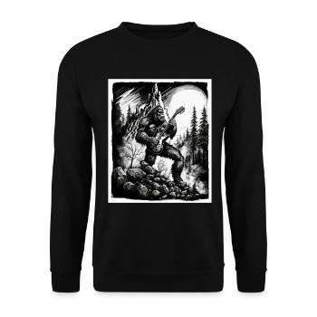 Big Foot Sasquatch Rock Guitare Musique Metal Grunge - Sweat-shirt Unisexe - noir - Devant - Alina (178cm) & Michal (187cm)