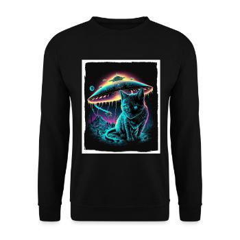 Cat Kitten Space Alien Planet Astronaut - Unisex Sweatshirt - black - Front - Alina (178cm) & Michal (187cm)