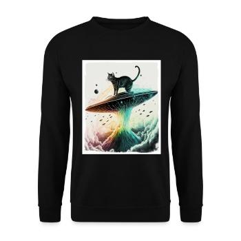 Cat Kitten Space Alien Planet Astronaut - Unisex Sweatshirt - black - Front - Alina (178cm) & Michal (187cm)