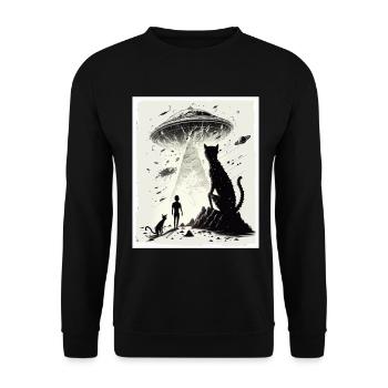 Cat Kitten Space Alien Planet Astronaut - Unisex Sweatshirt - black - Front - Alina (178cm) & Michal (187cm)