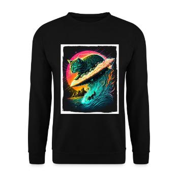 Cat Kitten Space Alien Planet Astronaut - Unisex Sweatshirt - black - Front - Alina (178cm) & Michal (187cm)