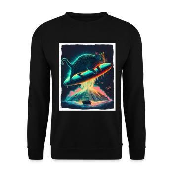 Cat Kitten Space Alien Planet Astronaut - Unisex Sweatshirt - black - Front - Alina (178cm) & Michal (187cm)