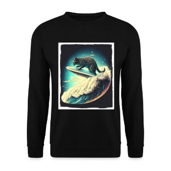 Cat Kitten Space Alien Planet Astronaut - Unisex Sweatshirt - black - Front - Alina (178cm) & Michal (187cm)