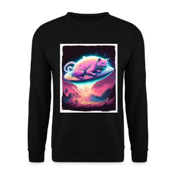Cat Kitten Space Alien Planet Astronaut - Unisex Sweatshirt - black - Front - Alina (178cm) & Michal (187cm)