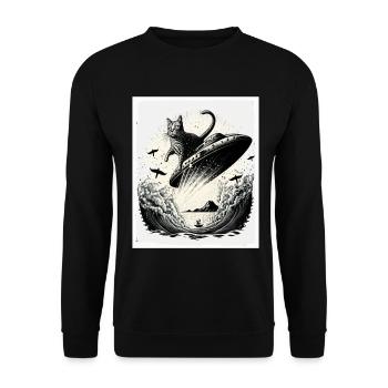 Cat Kitten Space Alien Planet Astronaut - Unisex Sweatshirt - black - Front - Alina (178cm) & Michal (187cm)