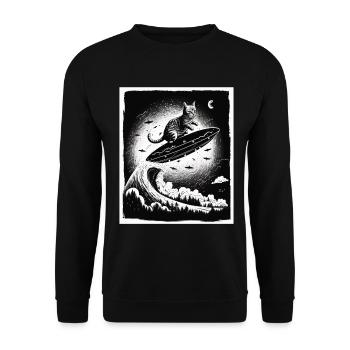 Cat Kitten Space Alien Planet Astronaut - Unisex Sweatshirt - black - Front - Alina (178cm) & Michal (187cm)