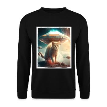 Cat Kitten Space Alien Planet Astronaut - Unisex Sweatshirt - black - Front - Alina (178cm) & Michal (187cm)