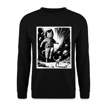 Cat Kitten Space Alien Planet Astronaut - Unisex Sweatshirt - black - Front - Alina (178cm) & Michal (187cm)