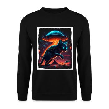 Cat Kitten Space Alien Planet Astronaut - Unisex Sweatshirt - black - Front - Alina (178cm) & Michal (187cm)