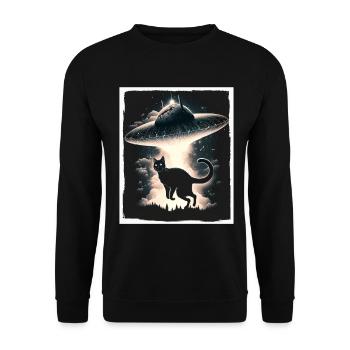 Cat Kitten Space Alien Planet Astronaut - Unisex Sweatshirt - black - Front - Alina (178cm) & Michal (187cm)