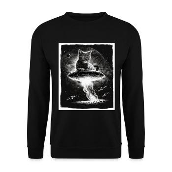 Cat Kitten Space Alien Planet Astronaut - Unisex Sweatshirt - black - Front - Alina (178cm) & Michal (187cm)