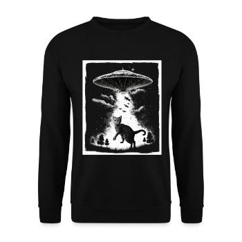 Cat Kitten Space Alien Planet Astronaut - Unisex Sweatshirt - black - Front - Alina (178cm) & Michal (187cm)