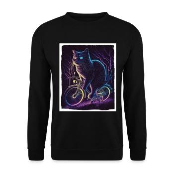 Cat Kitten Bike Bike Illustration abstraite - Sweat-shirt Unisexe - noir - Devant - Alina (178cm) & Michal (187cm)