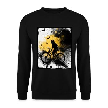 Cat Kitten Bike Bike Illustration abstraite - Sweat-shirt Unisexe - noir - Devant - Alina (178cm) & Michal (187cm)