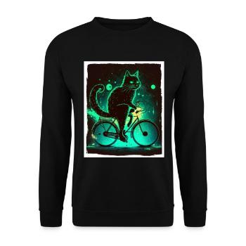 Cat Kitten Bike Bike Illustration abstraite - Sweat-shirt Unisexe - noir - Devant - Alina (178cm) & Michal (187cm)
