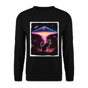 Cat Kitten Space Alien Planet Astronaut - Unisex Sweatshirt - black - Front - Alina (178cm) & Michal (187cm)