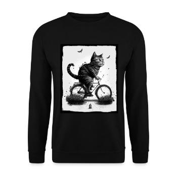 Katze Kätzchen Fahrrad Bike Abstrakt Illustration - Unisex Pullover - Schwarz - Vorne - Alina (178cm) & Michal (187cm)