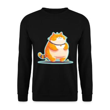Dicke Katze Kätzchen Süßer Kater Schlafen Müde - Unisex Pullover - Schwarz - Vorne - Alina (178cm) & Michal (187cm)