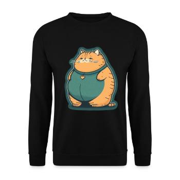 Big Cat Kitten Cute Cat Sleep Tired - Unisex Sweatshirt - black - Front - Alina (178cm) & Michal (187cm)